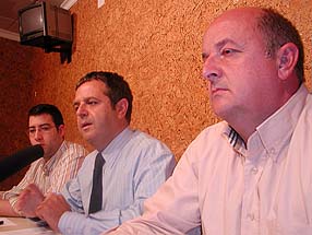 Sergio Ruiz, Salvador Fuentes y Agustín Reyes durante la rueda de prensa 